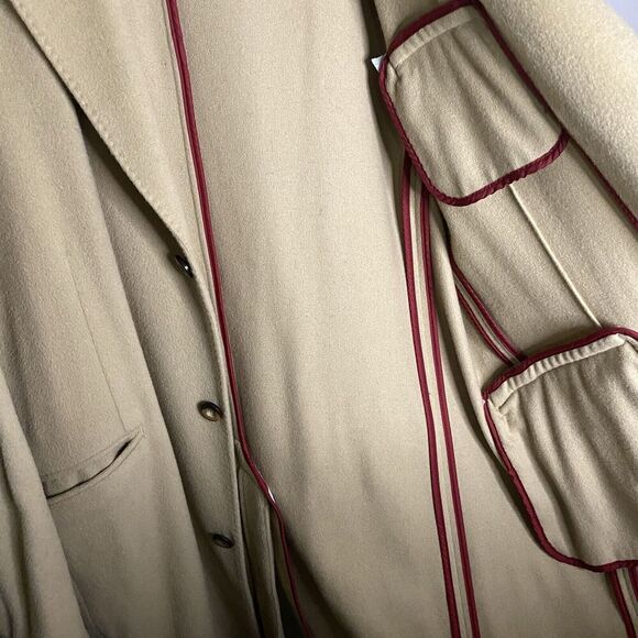 Wool Cashmere Trench Coat XL MEN TreVero Double Breasted Camel Tan Vintage - Picture 5 of 14
